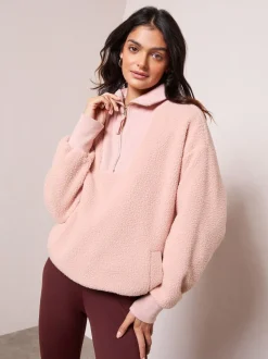 Roze - Friends Like These Half Zip Borg Fleece Sweatshirt