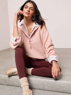 Roze - Friends Like These Half Zip Borg Fleece Sweatshirt