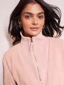 Roze - Friends Like These Half Zip Borg Fleece Sweatshirt