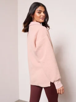 Roze - Friends Like These Half Zip Borg Fleece Sweatshirt