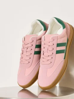 Roze - Friends Like These retro sportschoenen met veters, rubberen zool