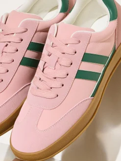 Roze - Friends Like These retro sportschoenen met veters, rubberen zool