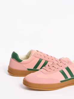 Roze - Friends Like These retro sportschoenen met veters, rubberen zool
