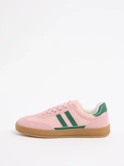 Roze - Friends Like These retro sportschoenen met veters, rubberen zool
