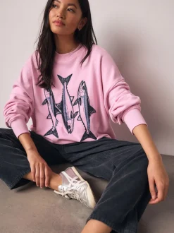 Roze - Graphic Beaded Fish Graphic Sweatshirt