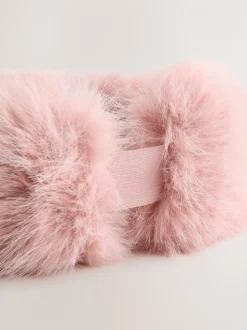 Roze - Haarband van imitatiebont
