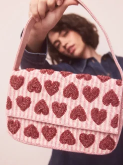 Roze - Heart Beaded Shoulder Bag