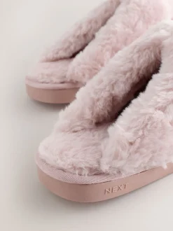 Roze - Heart Faux Fur Lined Suede Mule Slippers