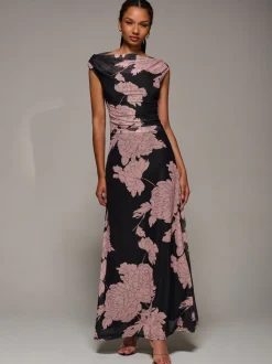 Roze - Jolie Moi Multiway Neckline Mesh Maxi Dress