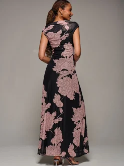 Roze - Jolie Moi Multiway Neckline Mesh Maxi Dress
