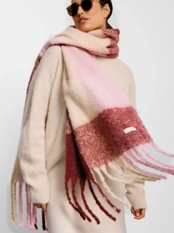 Roze - Katie Loxton Oversized Checked Tassel Scarf