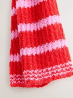 Roze - Knitted Wool Blend Striped Scarf