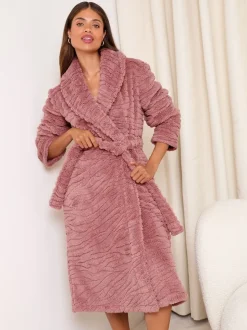 Roze - Lipsy Cosy Textured Midi Dressing Gown