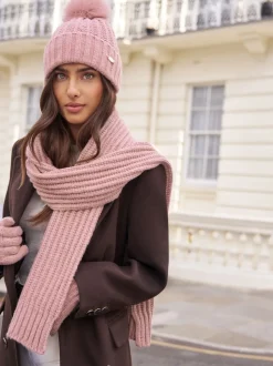 Roze - Lipsy Shimmer Ribbed Scarf