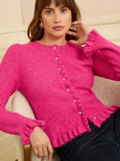 Roze - Love & Roses - Vest met ruches en knopen
