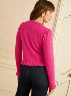 Roze - Love & Roses - Vest met ruches en knopen