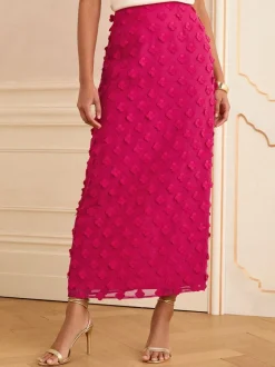 Roze - Love & Roses 3D midirok met bloemenprint