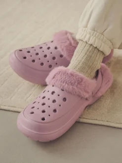 Roze - Met imitatiebont gevoerde damespantoffels