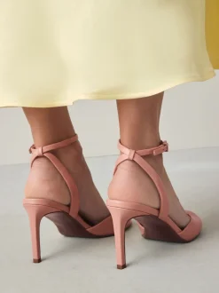 Roze - Premium leren sandalen met peeptoe en hak