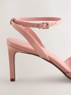 Roze - Premium leren sandalen met peeptoe en hak