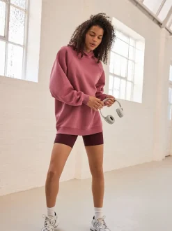 Roze - Relaxte pasvorm zware lange hoodie