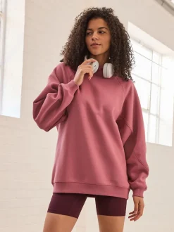 Roze - Relaxte pasvorm zware lange hoodie