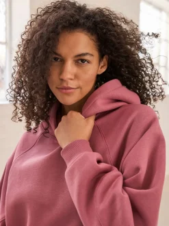 Roze - Relaxte pasvorm zware lange hoodie