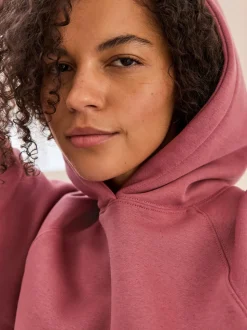 Roze - Relaxte pasvorm zware lange hoodie