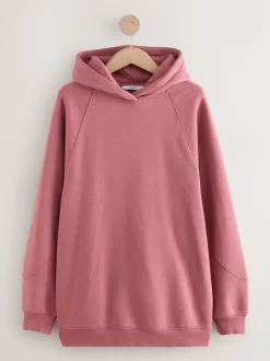 Roze - Relaxte pasvorm zware lange hoodie