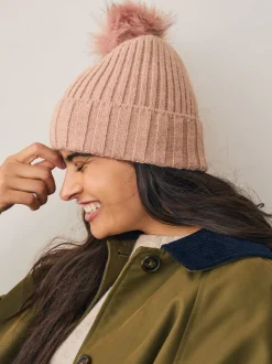 Roze - Rib Knit Pom Hat