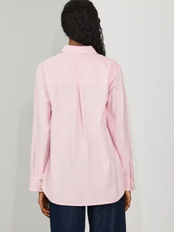 Roze - Ruimvallend 100% katoenen button-down casual overhemd met lange mouwen