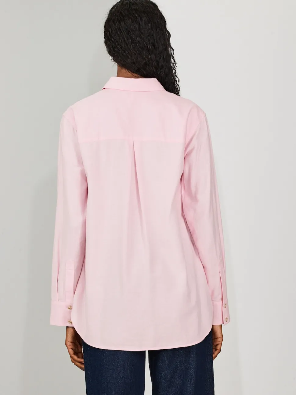 Roze - Ruimvallend 100% katoenen button-down casual overhemd met lange mouwen