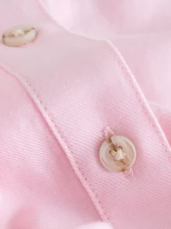 Roze - Ruimvallend 100% katoenen button-down casual overhemd met lange mouwen