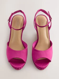 Roze - Satin Plaited Wedge Heels