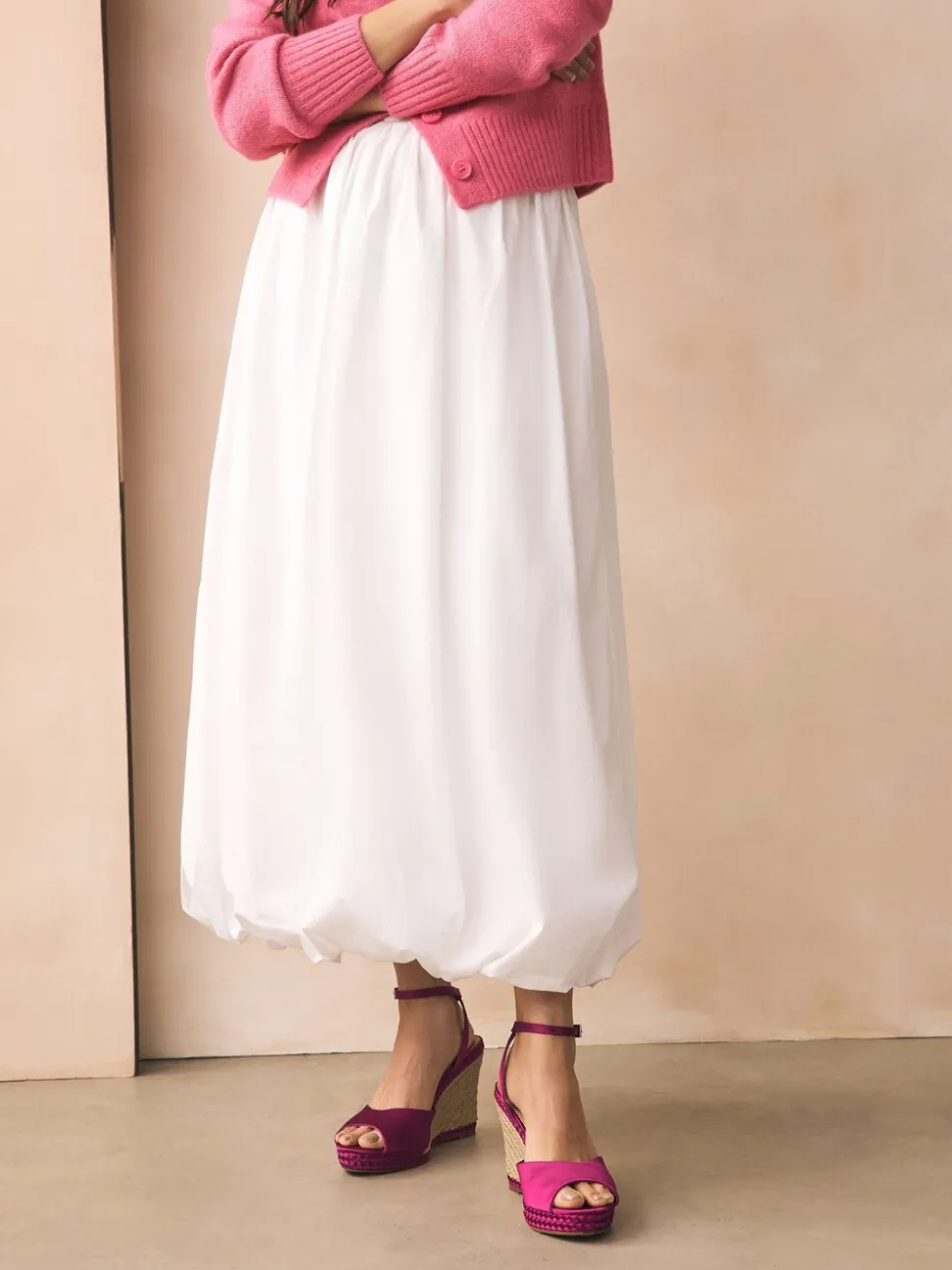 Roze - Satin Plaited Wedge Heels