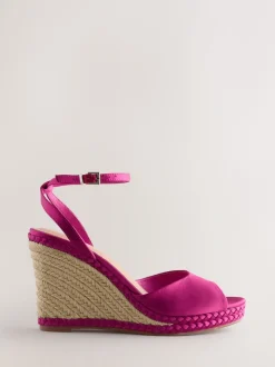 Roze - Satin Plaited Wedge Heels
