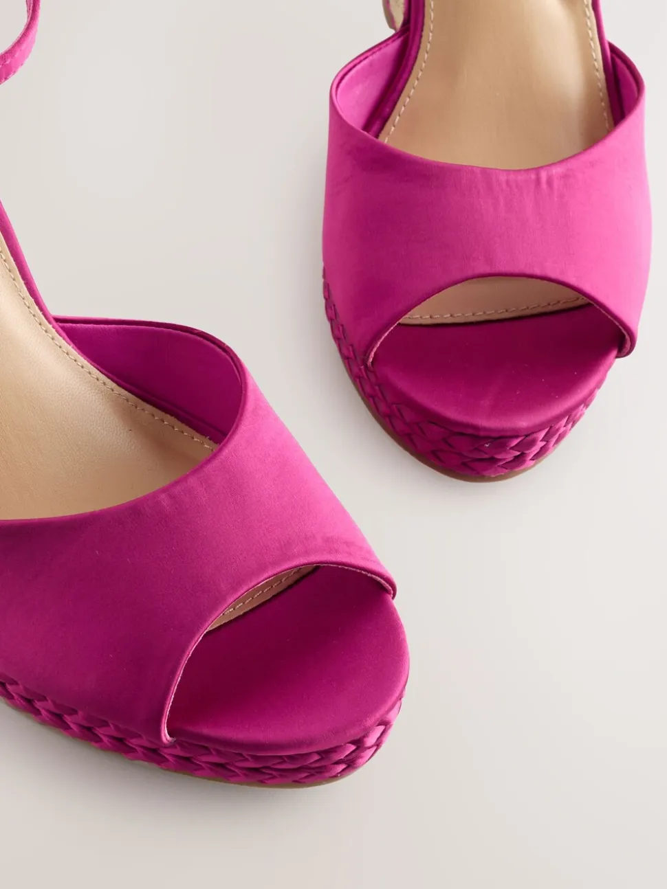 Roze - Satin Plaited Wedge Heels