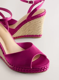 Roze - Satin Plaited Wedge Heels