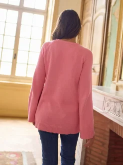 Roze - Seraphine Zwangerschap & Voedingskatoenen Trui met Kruisover