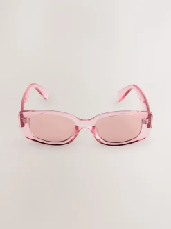 Roze - Smalle rechthoekige zonnebril