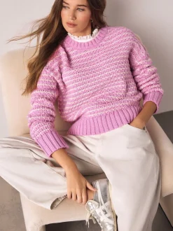 Roze - Stitchy Knit Pie Collar Layer Jumper