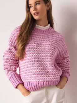 Roze - Stitchy Knit Pie Collar Layer Jumper