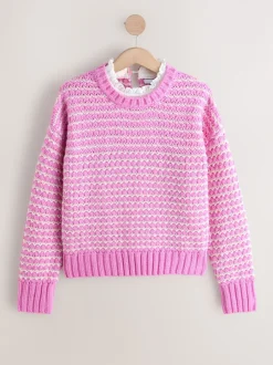 Roze - Stitchy Knit Pie Collar Layer Jumper