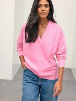 Roze - Superzacht V-hals vest met zakken