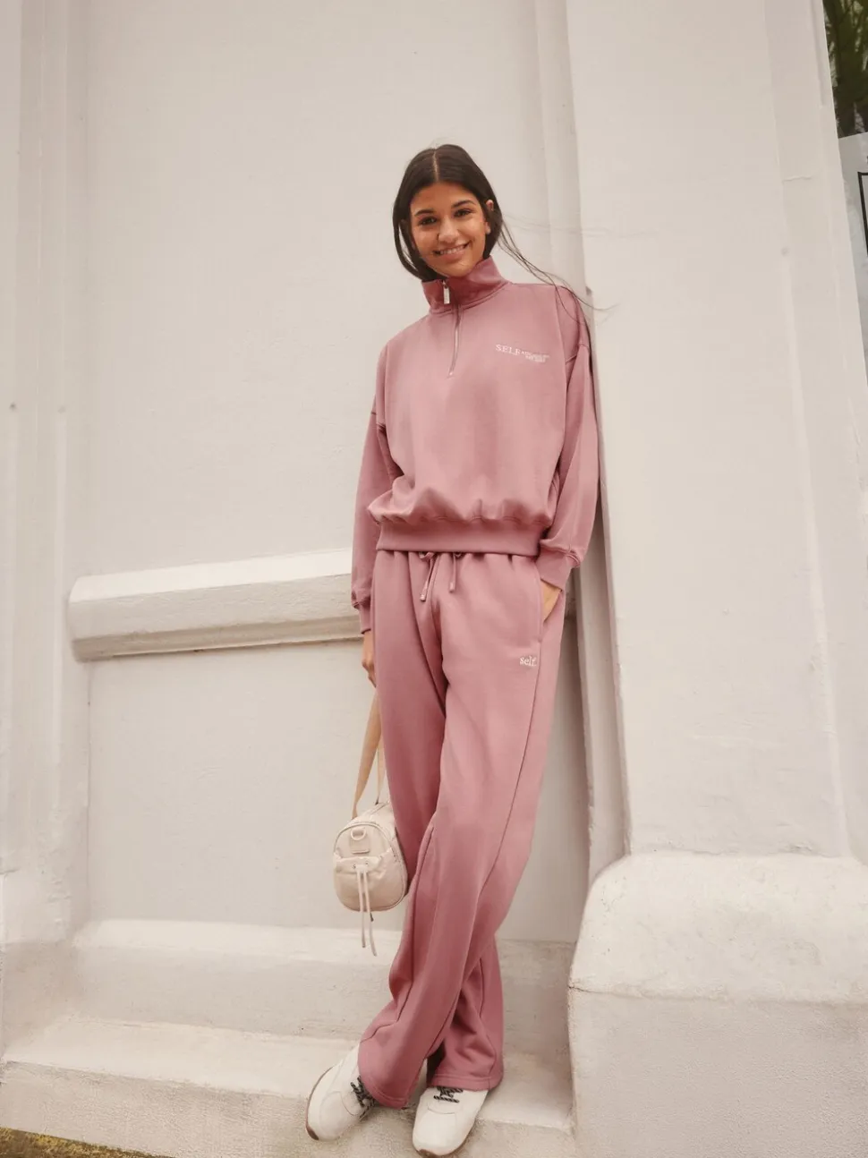 Roze - Sweatshirt met korte rits