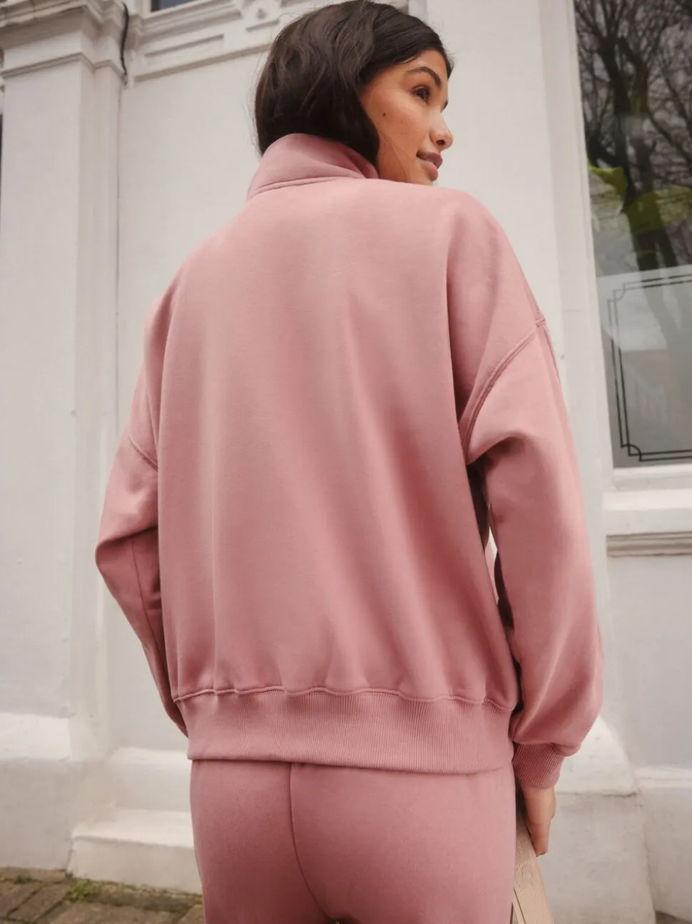 Roze - Sweatshirt met korte rits