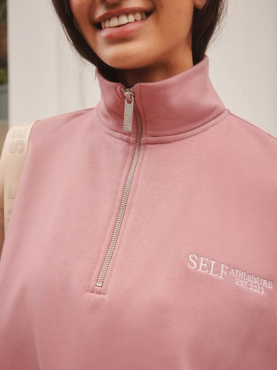 Roze - Sweatshirt met korte rits