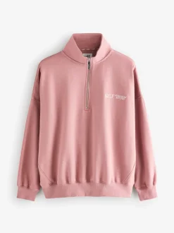 Roze - Sweatshirt met korte rits