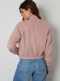 Roze - Threadbare kort geborsteld bomberjack