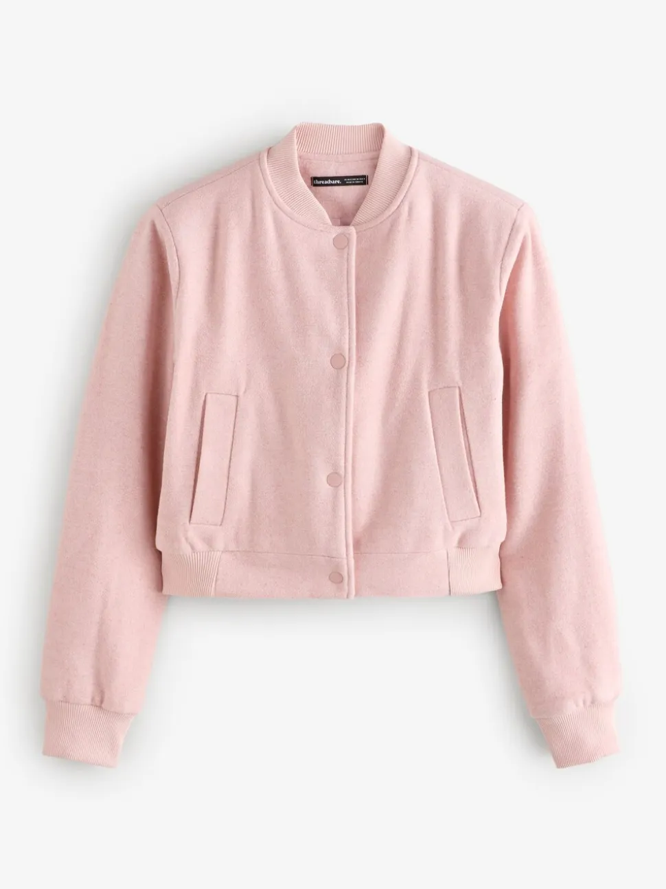 Roze - Threadbare kort geborsteld bomberjack